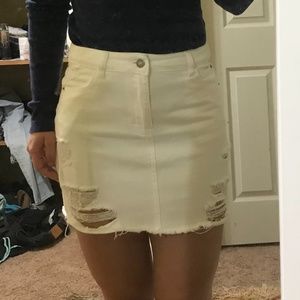 ASOS White distressed denim skirt